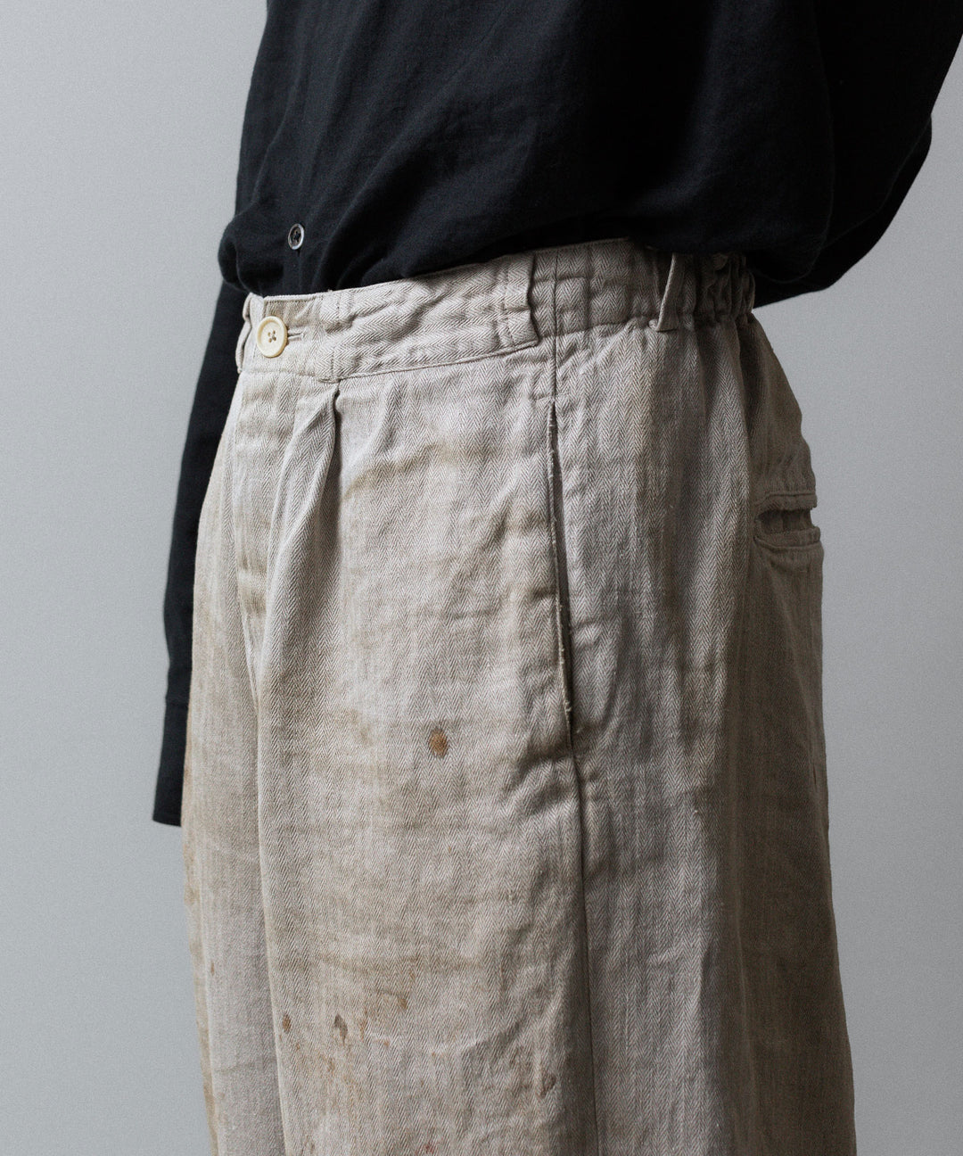 ssstein(シュタイン)のHEAVY LINEN HERRINGBONE WIDE EASY TROUSERS - NATURALの公式通販サイトsession福岡セレクトショップ