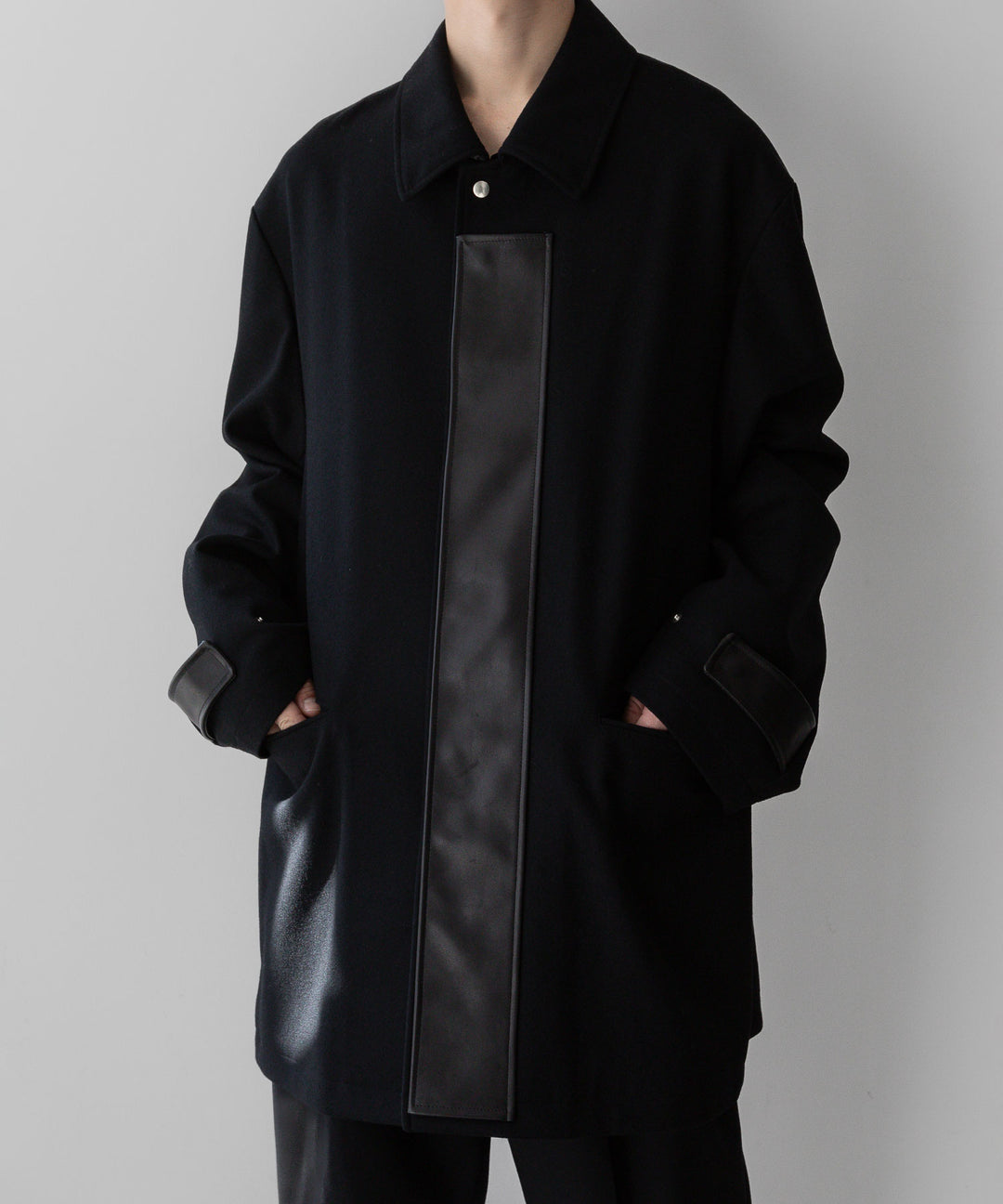 stein(シュタイン)の23AWコレクションLEATHER FLY FRONT LONG JACKETのBLACK 公式通販サイトsession福岡セレクトショップ
