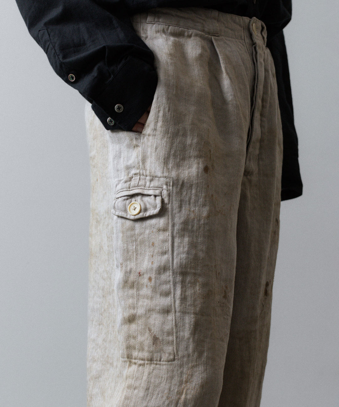 ssstein(シュタイン)のHEAVY LINEN HERRINGBONE WIDE EASY TROUSERS - NATURALの公式通販サイトsession福岡セレクトショップ