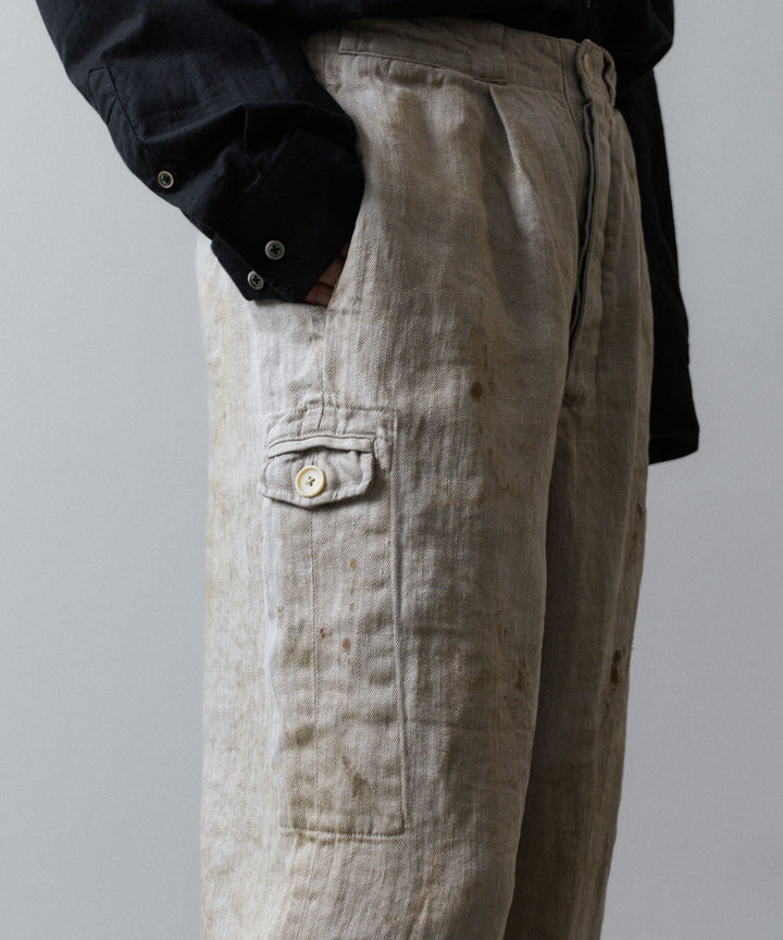 ssstein(シュタイン)のHEAVY LINEN HERRINGBONE WIDE EASY TROUSERS - NATURALの公式通販サイトsession福岡セレクトショップ