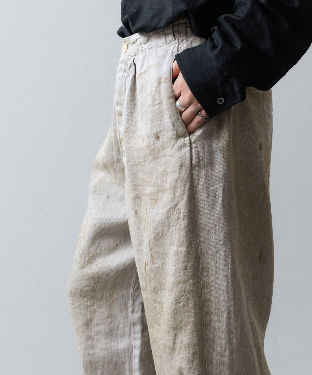 ssstein(シュタイン)のHEAVY LINEN HERRINGBONE WIDE EASY TROUSERS - NATURALの公式通販サイトsession福岡セレクトショップ