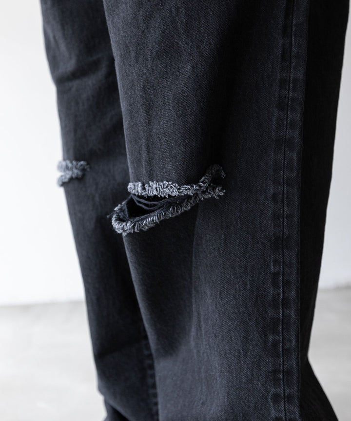 stein(シュタイン)の23AWコレクションVINTAGE REPRODUCTION DAMAGE WIDE DENIM JEANSのBLACK