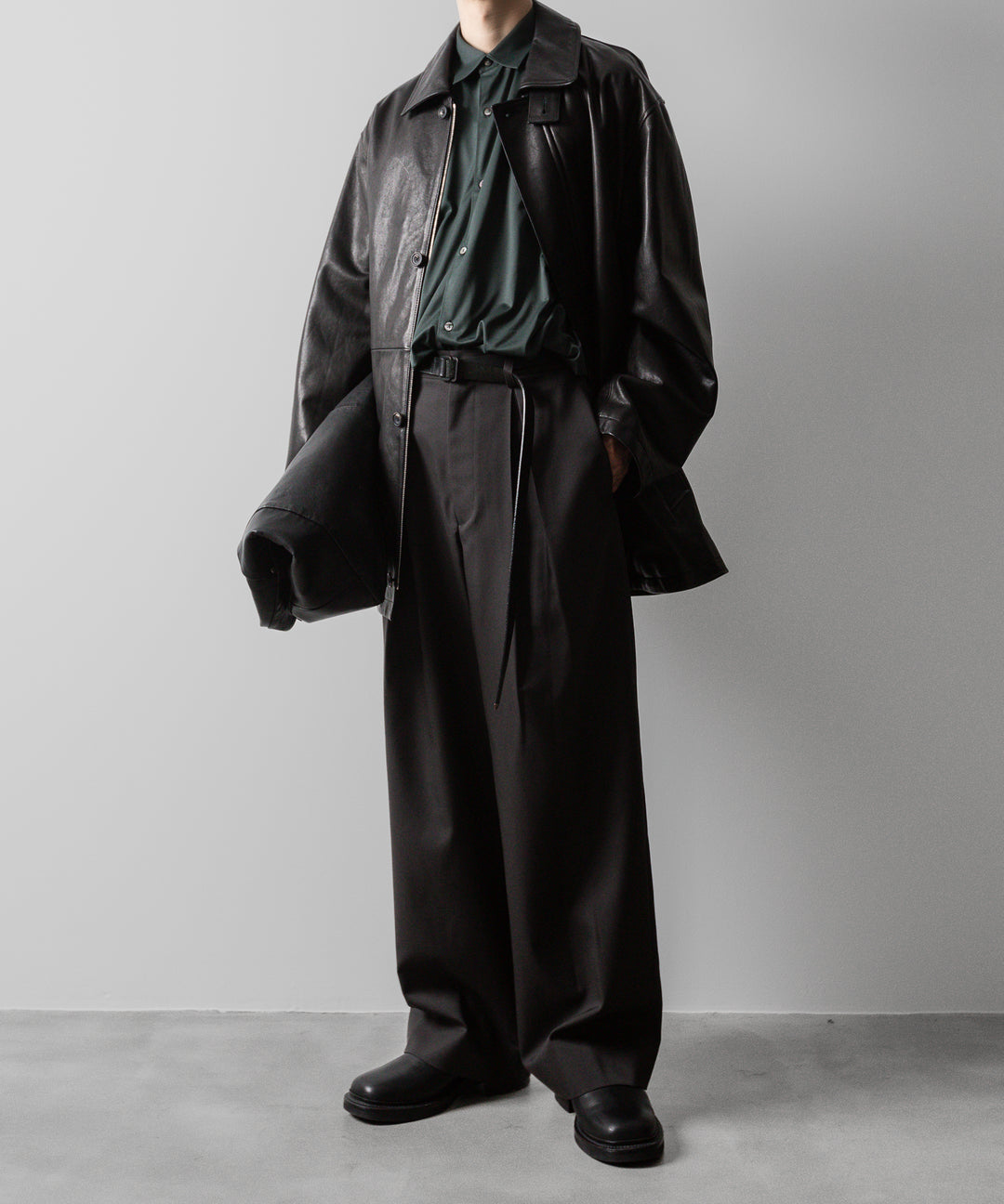 stein(シュタイン)の23AWコレクションLEATHER ZIP JACKETのBLACK 公式通販session福岡セレクトショップ