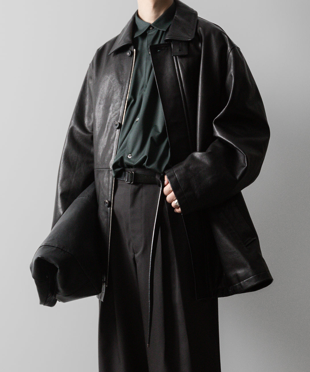 stein(シュタイン)の23AWコレクションLEATHER ZIP JACKETのBLACK 公式通販session福岡セレクトショップ