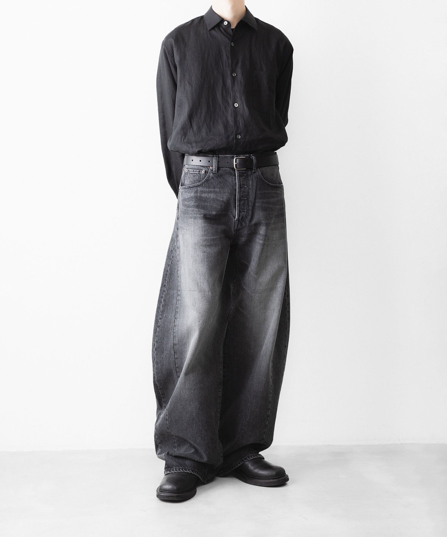 ssstein / シュタイン】DEFORMATION WIDE DENIM PANTS - BLACK | 公式