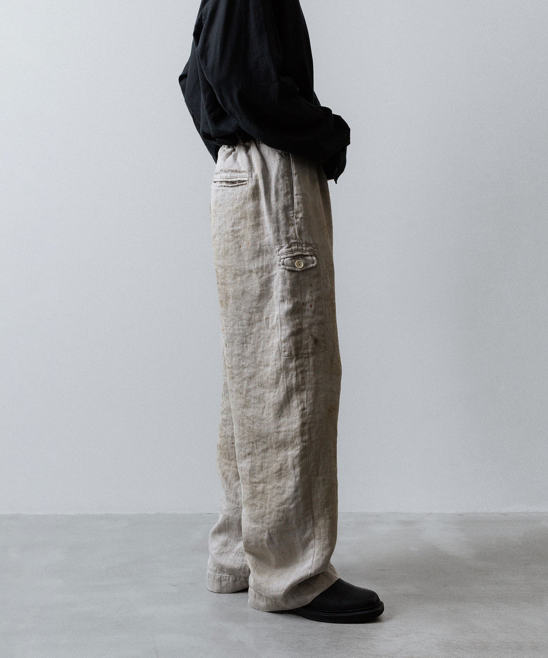 ssstein(シュタイン)のHEAVY LINEN HERRINGBONE WIDE EASY TROUSERS - NATURALの公式通販サイトsession福岡セレクトショップ