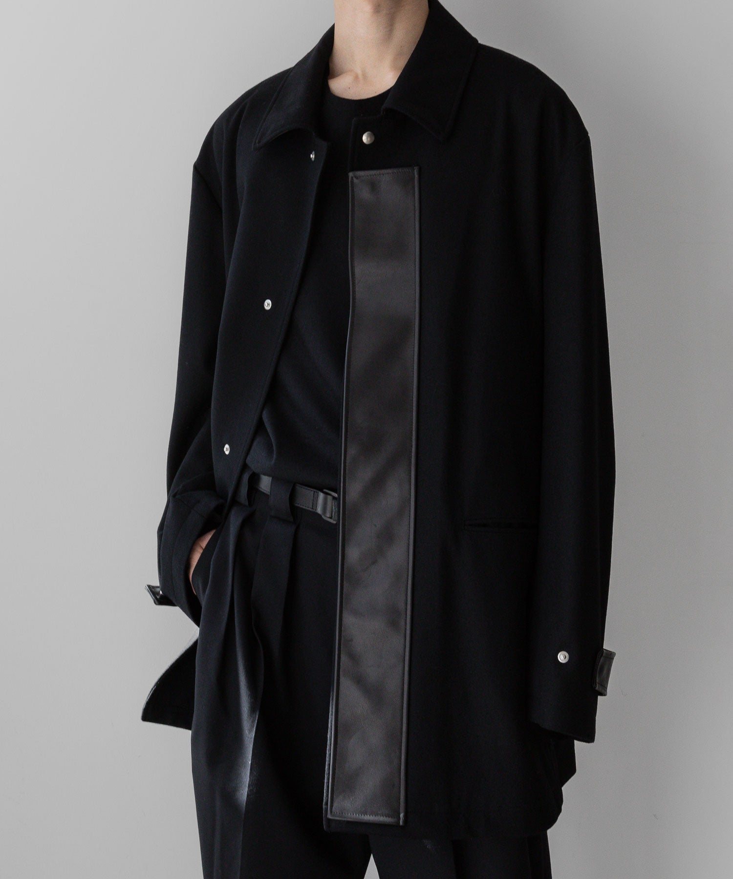 【stein】LEATHER FLY FRONT LONG JACKET - BLACK