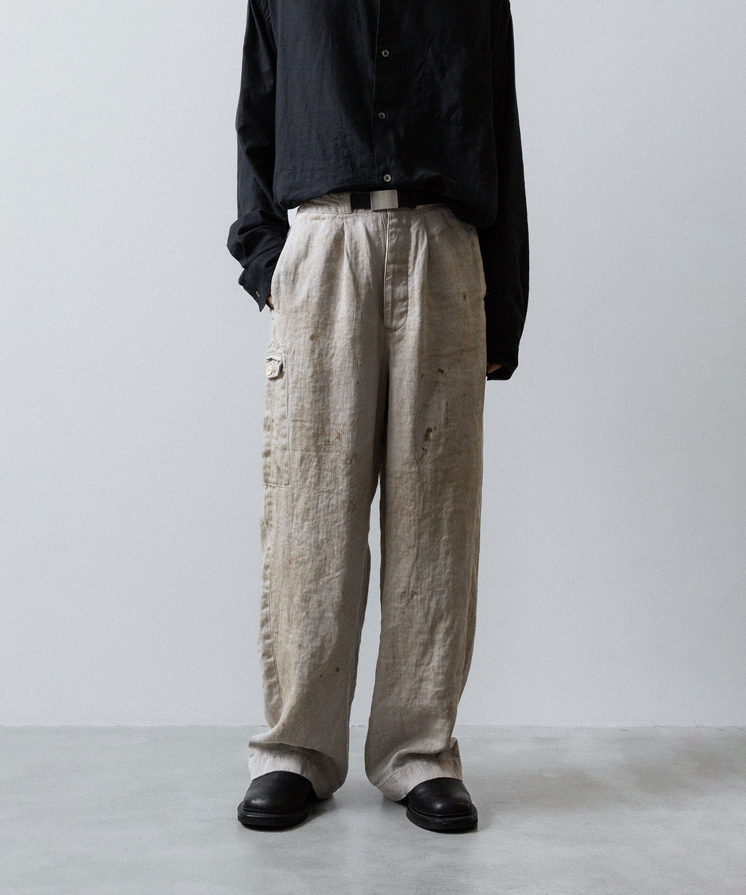 ssstein(シュタイン)のHEAVY LINEN HERRINGBONE WIDE EASY TROUSERS - NATURALの公式通販サイトsession福岡セレクトショップ