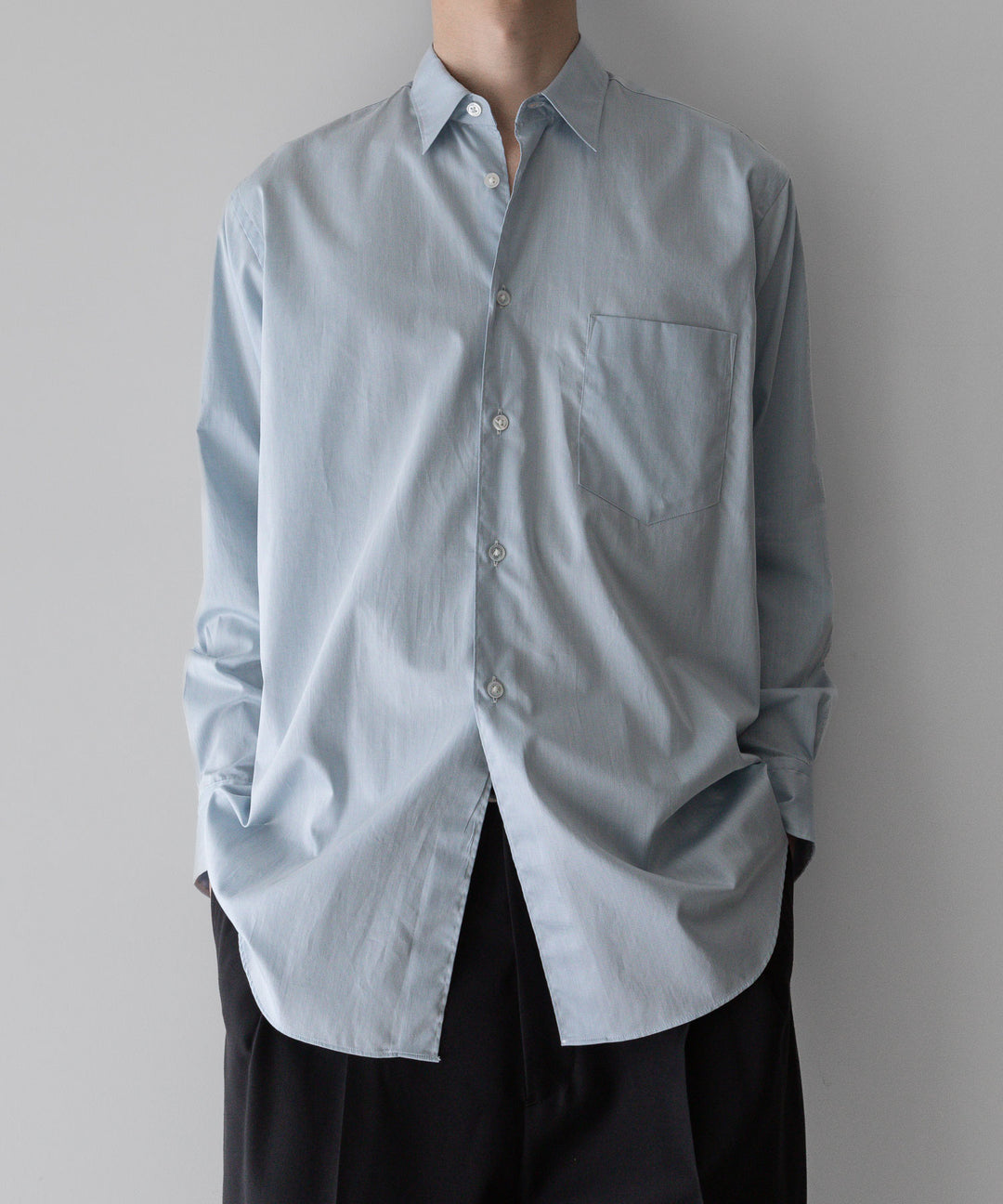 【INTÉRIM】インテリムの200/2 SUPIMA TWILL REGULAR COLLAR SHIRT - L.BLUE公式通販サイトsession福岡セレクトショップ