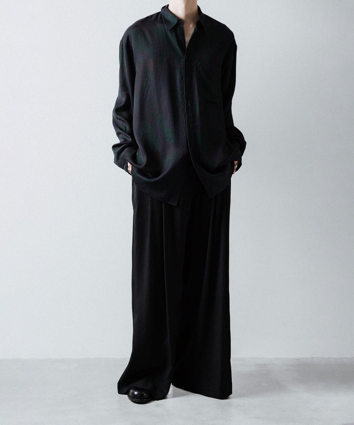 ANTHEM A-アンセムエーのSILKY VISCOSE 2TUCK FLARE EASY PANTSのBLACK 公式通販サイトsession福岡セレクトショップ