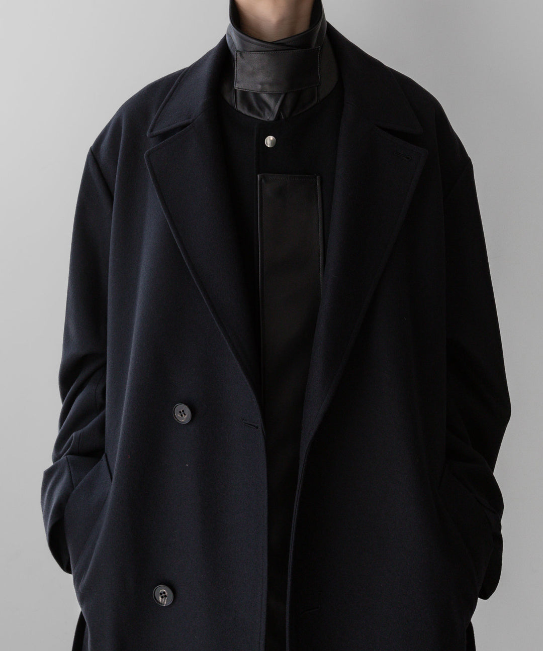 stein(シュタイン)の23AWコレクションLEATHER FLY FRONT LONG JACKETのBLACK 公式通販サイトsession福岡セレクトショップ