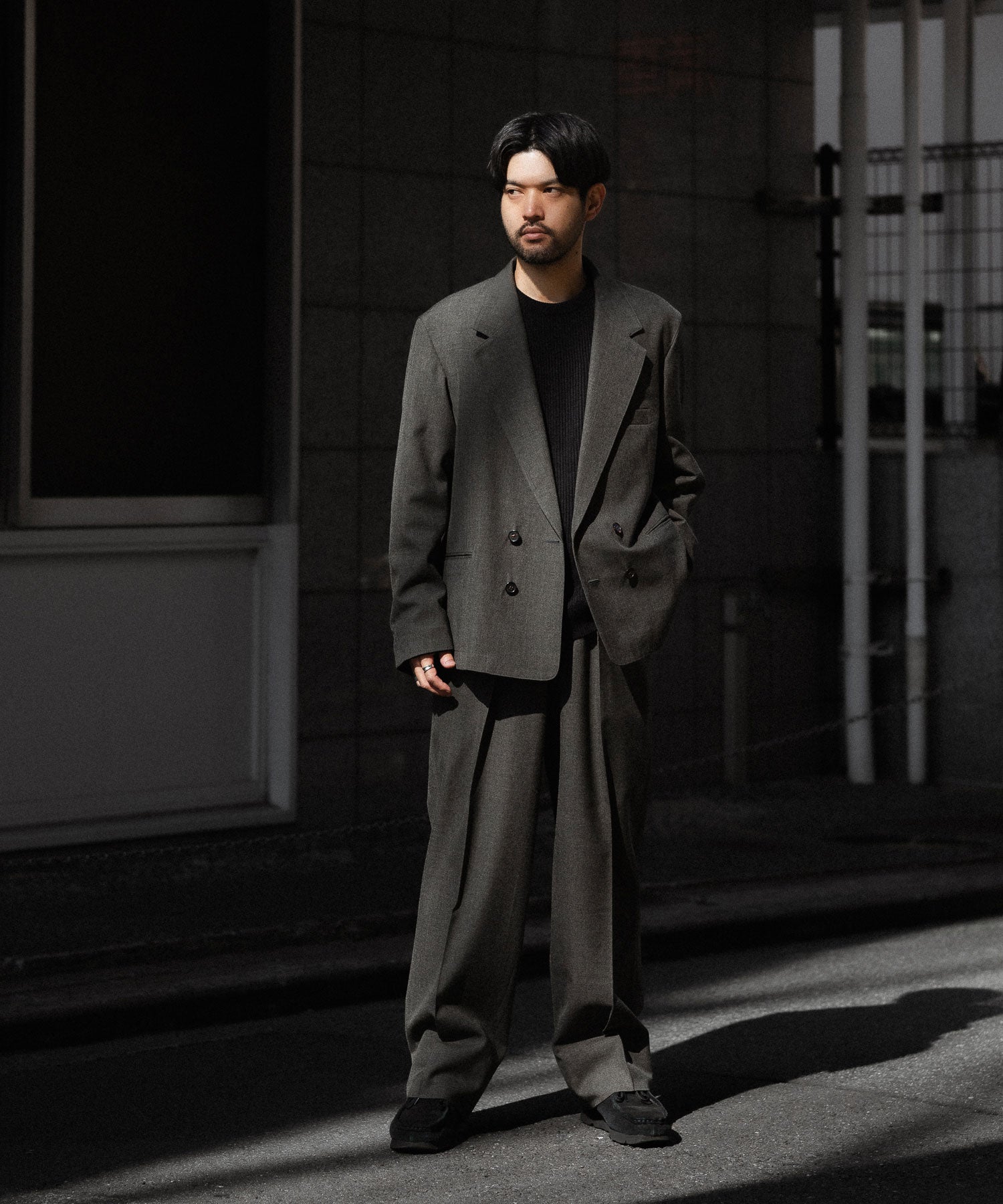 INTÉRIM - インテリムのMILITARY WOOL SERGE PIPING DOUBLE JACKETのDUST GRAY公式通販サイトsession福岡セレクトショップ