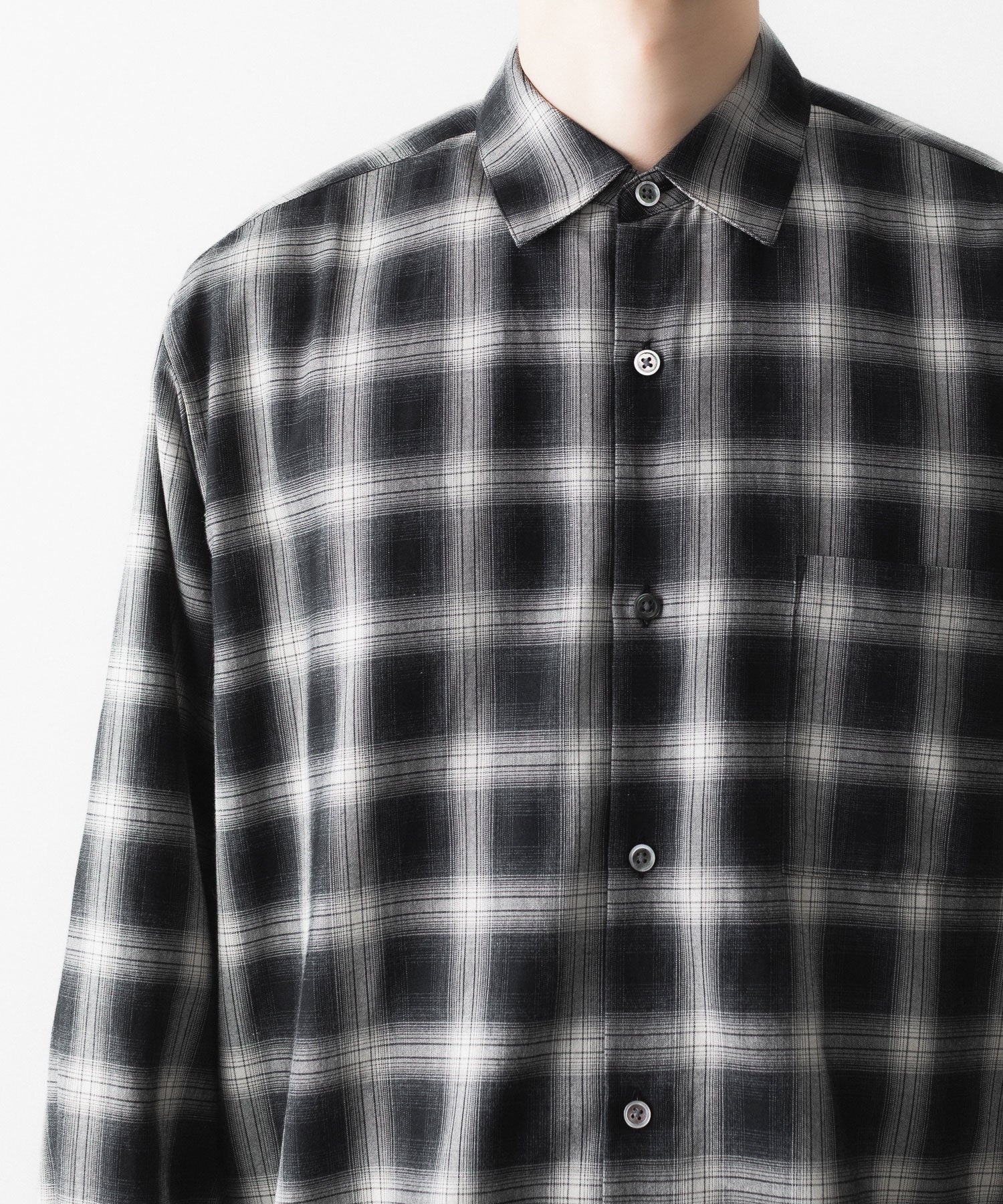 ssstein / シュタイン】COTTON VISCOSE OVERSIZED LS SHIRT - BLACK