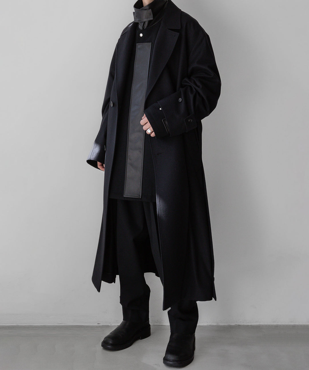 stein(シュタイン)の23AWコレクションLEATHER FLY FRONT LONG JACKETのBLACK 公式通販サイトsession福岡セレクトショップ