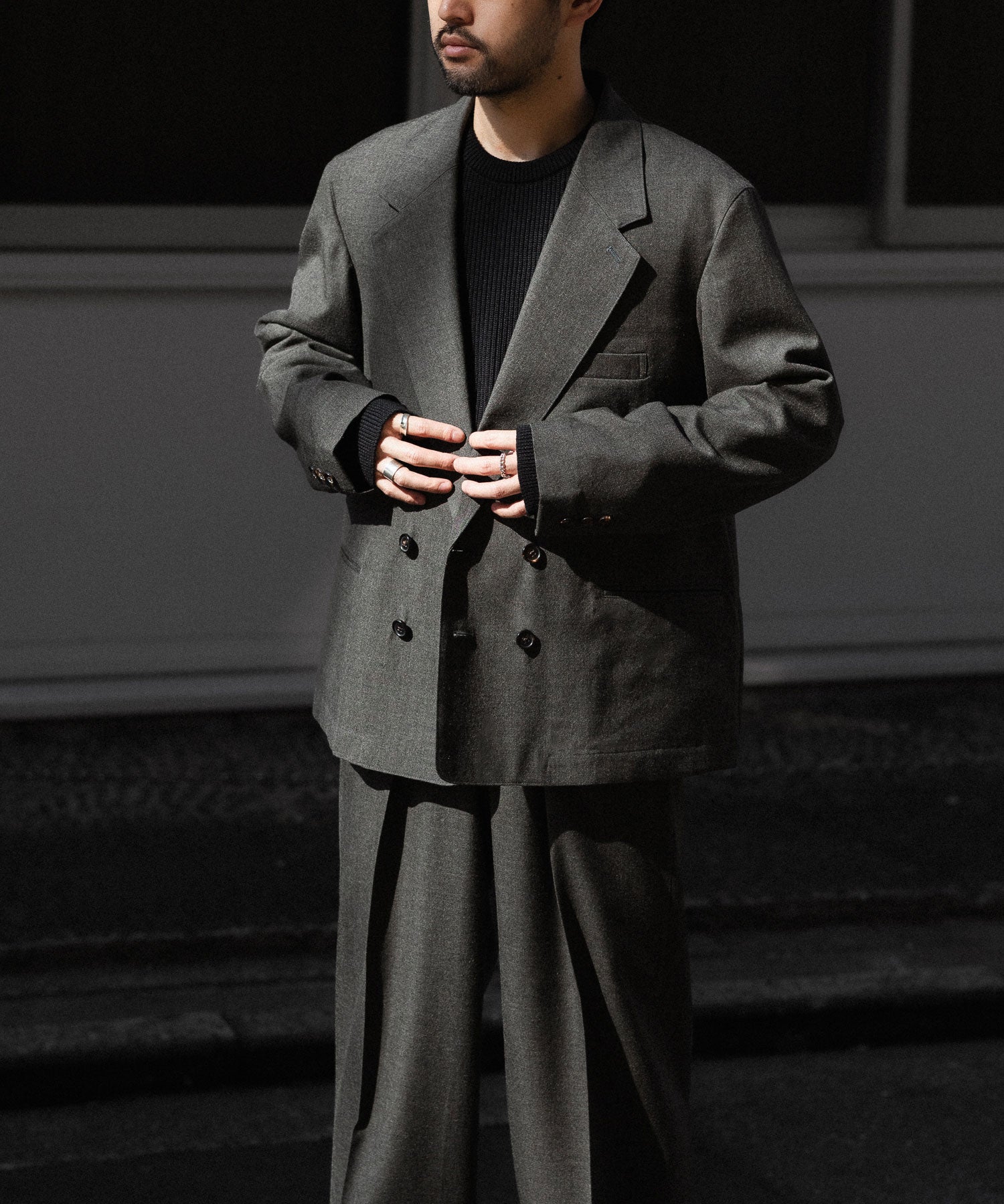 INTÉRIM - インテリムのMILITARY WOOL SERGE PIPING DOUBLE JACKETのDUST GRAY公式通販サイトsession福岡セレクトショップ