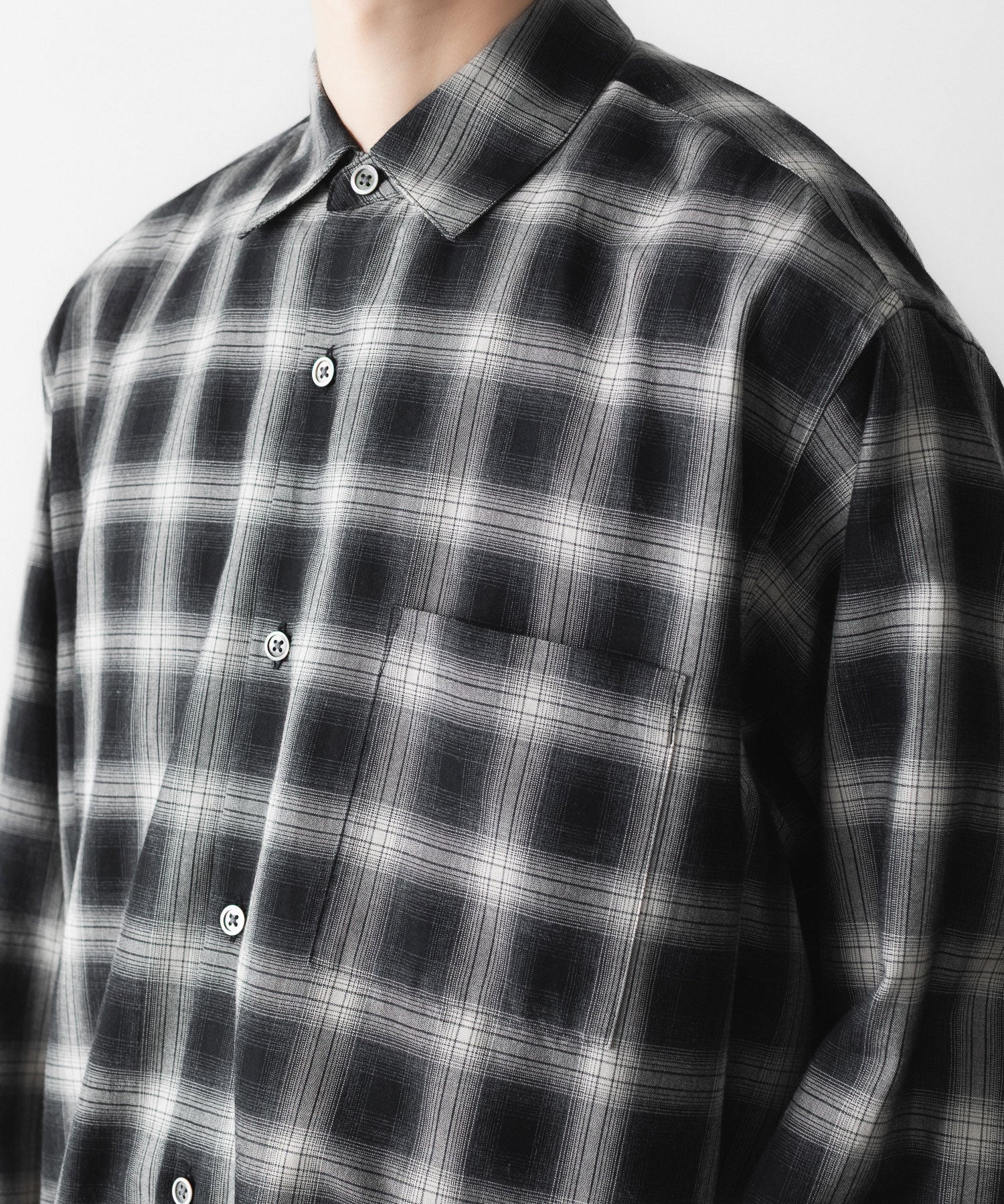 ssstein / シュタイン】COTTON VISCOSE OVERSIZED LS SHIRT - BLACK