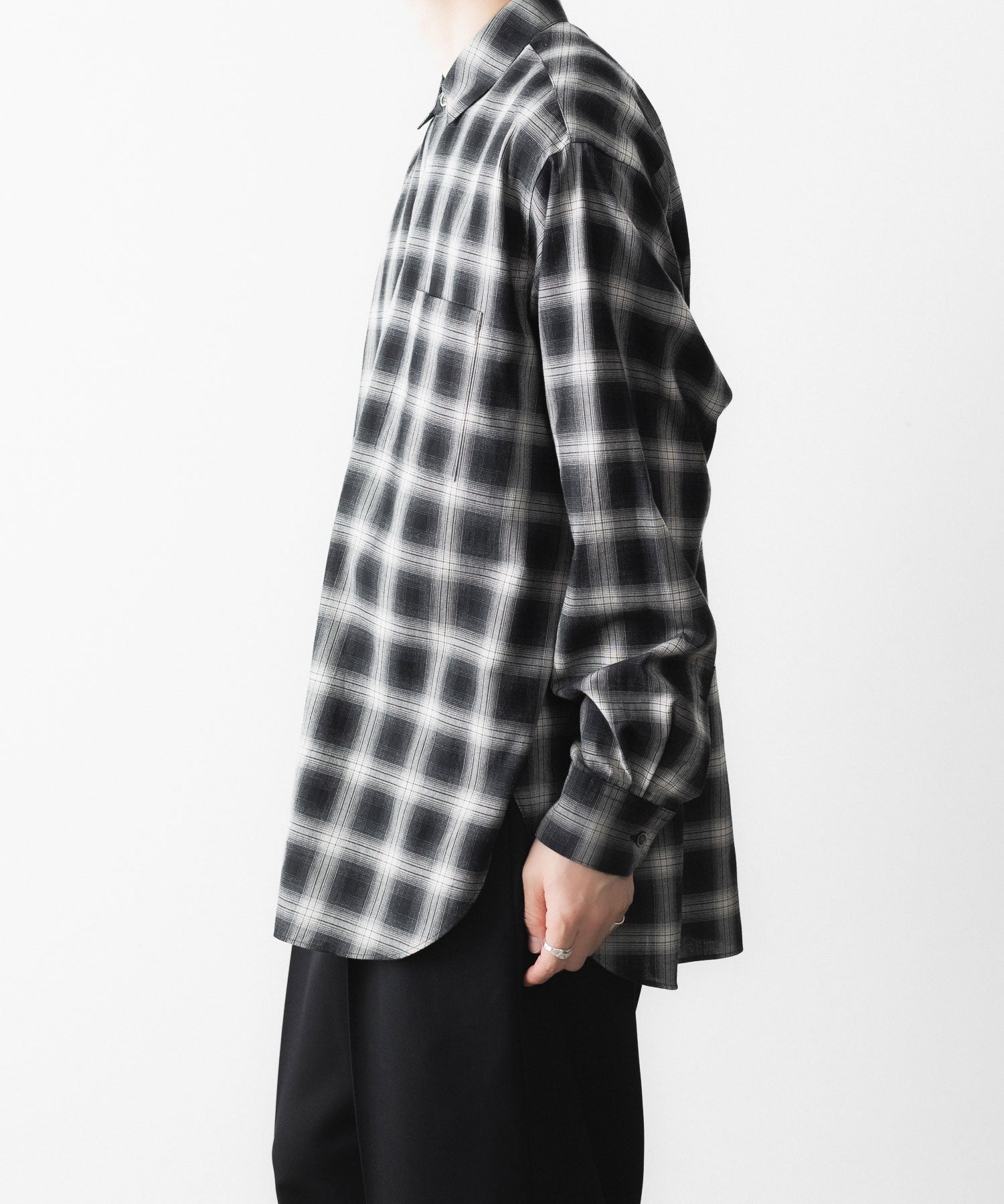 ssstein / シュタイン】COTTON VISCOSE OVERSIZED LS SHIRT - BLACK
