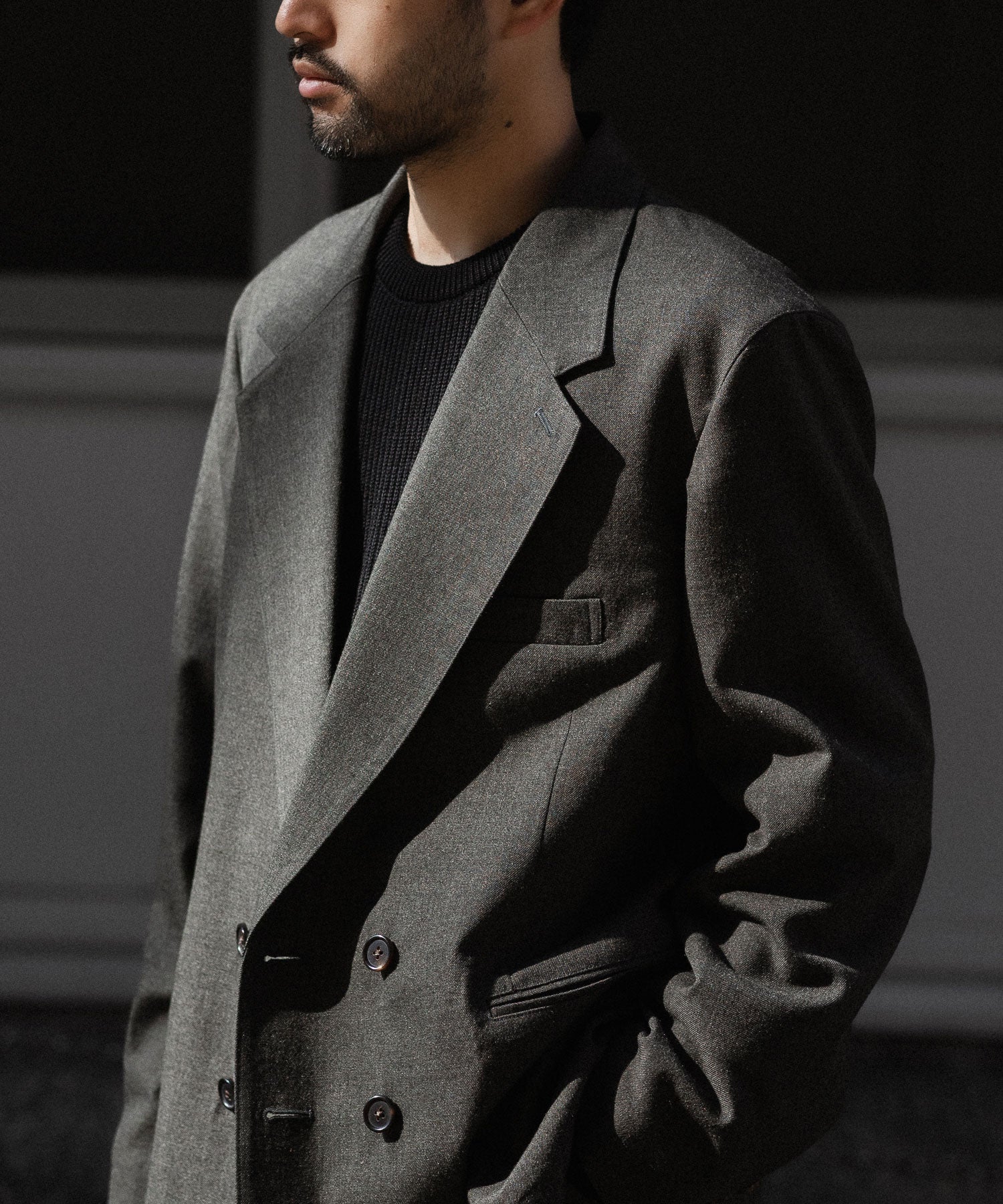 INTÉRIM - インテリムのMILITARY WOOL SERGE PIPING DOUBLE JACKETのDUST GRAY公式通販サイトsession福岡セレクトショップ
