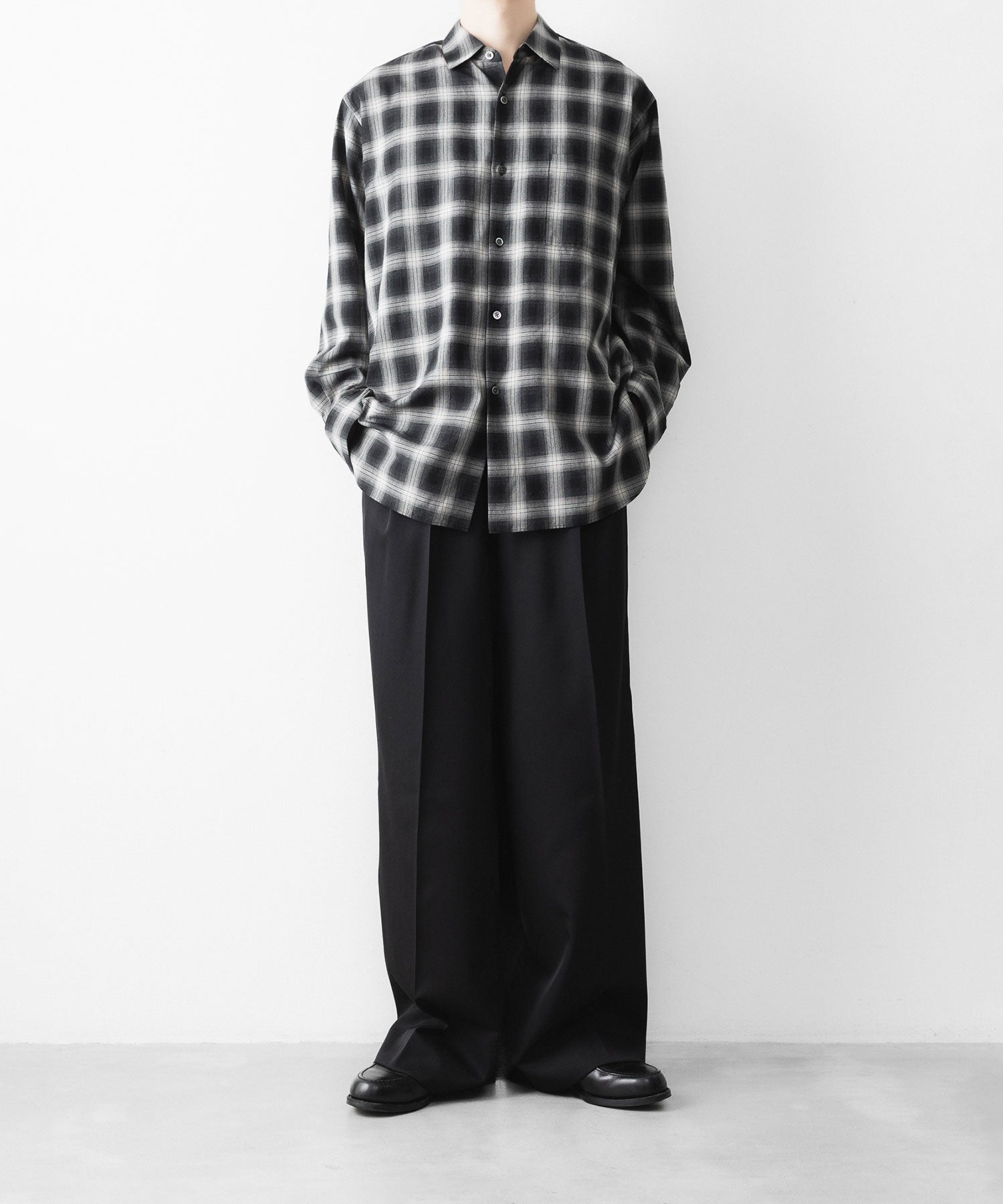 ssstein / シュタイン】COTTON VISCOSE OVERSIZED LS SHIRT - BLACK