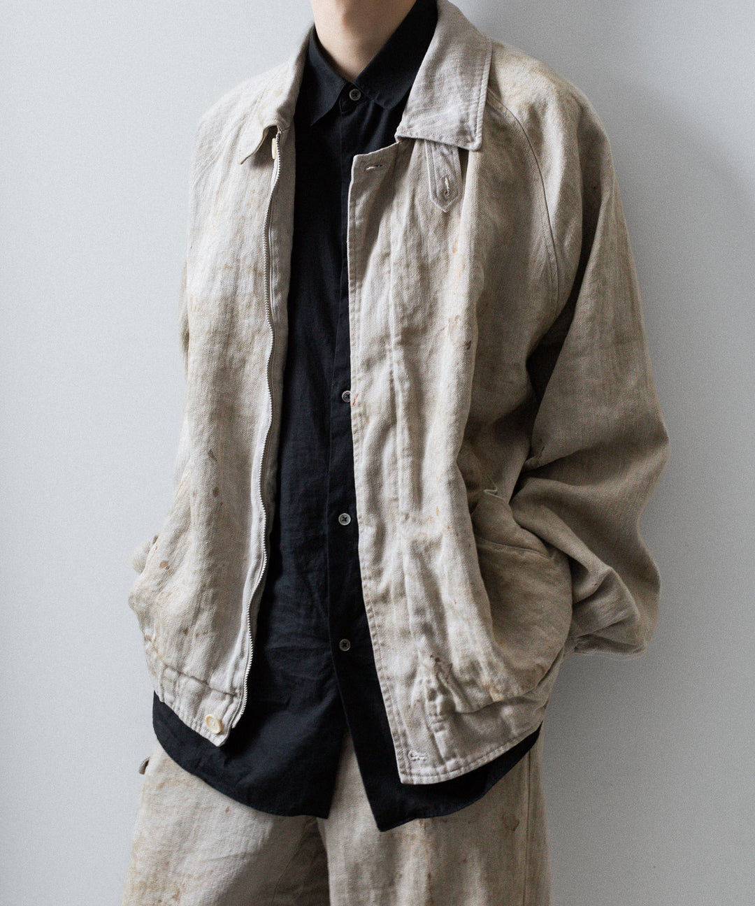 ssstein(シュタイン)のHEAVY LINEN HERRINGBONE ZIP JACKET - NATURALの公式通販サイトsession福岡セレクトショップ