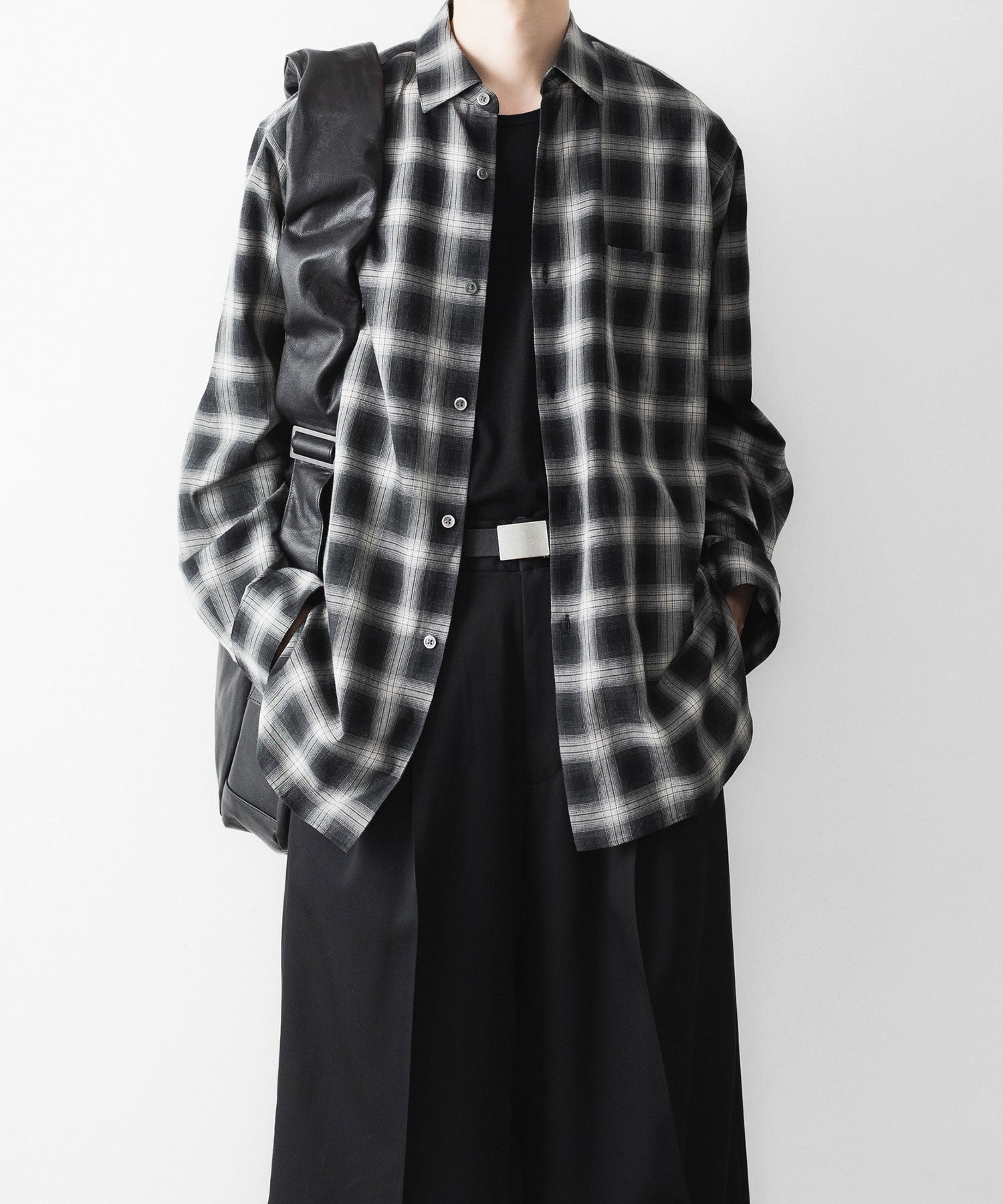 ssstein / シュタイン】COTTON VISCOSE OVERSIZED LS SHIRT - BLACK