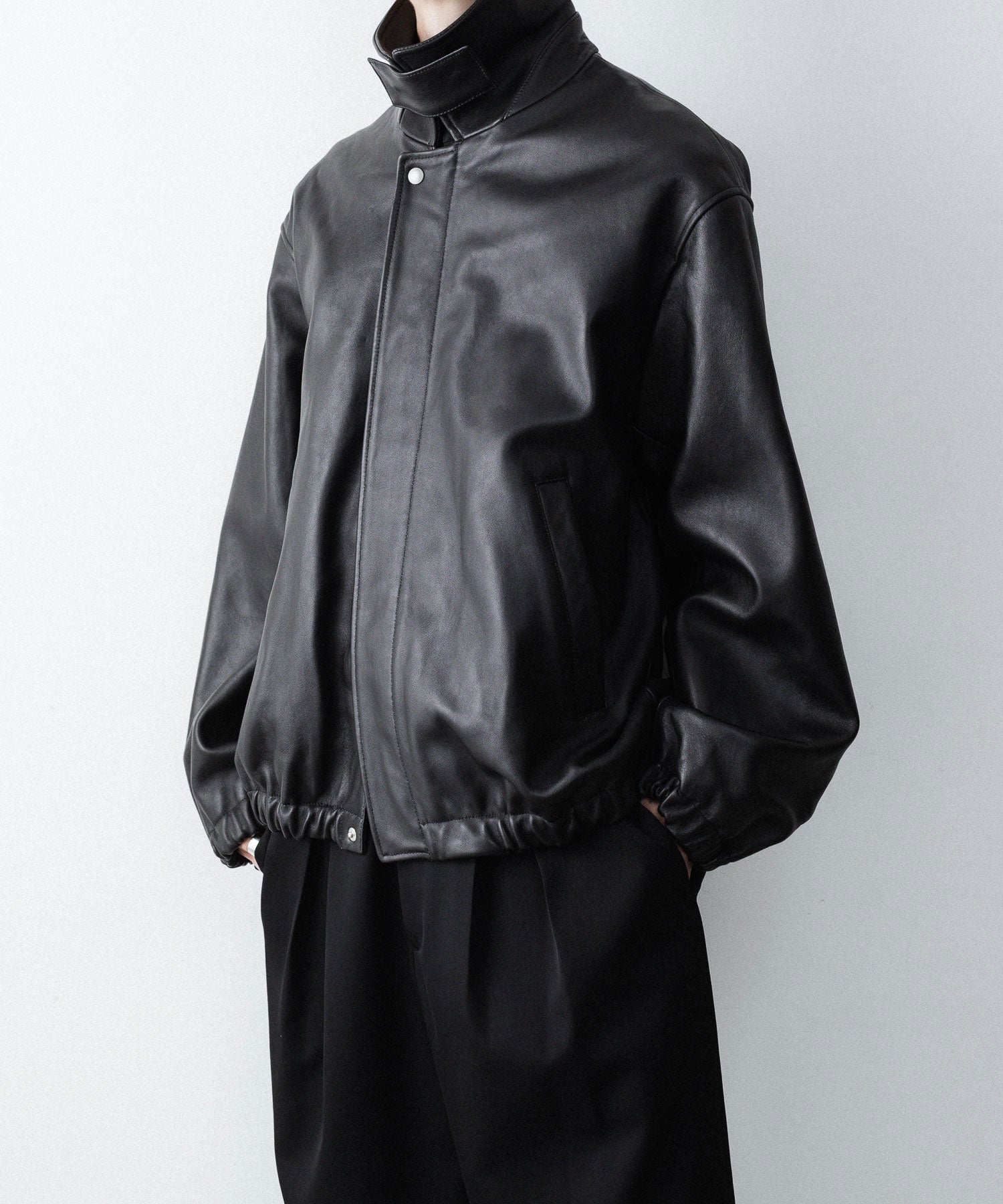 ssstein / シュタイン】SHEEP LEATHER ZIP SHORT JACKET - BLACK