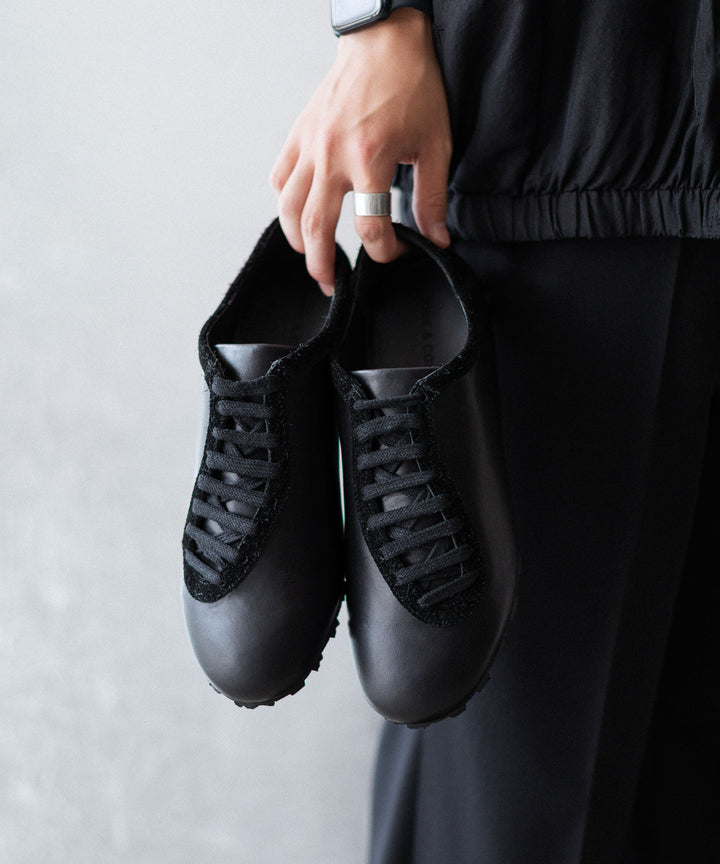 【 SINE &amp; COSINE 】JOHAN / SNEAKER VIBRAM ZEGAMA - WASHED COW / BRUSHED SUEDE BLACK