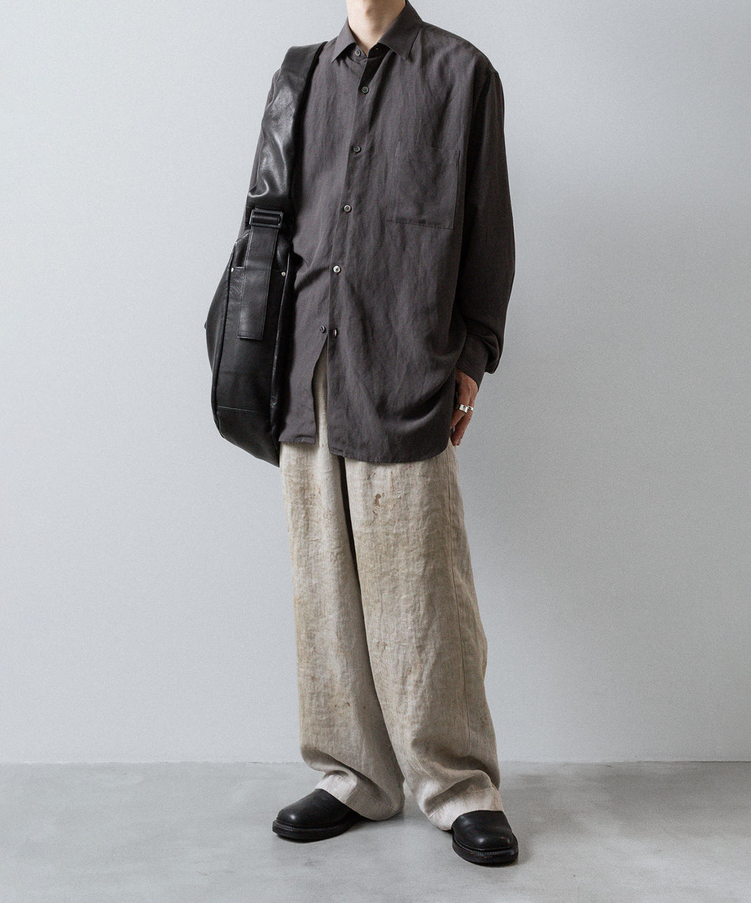 ssstein(シュタイン)のRAYON/LINEN OVERSIZED DOWN PAT SHIRT - CHARCOALの公式通販サイトsession福岡セレクトショップ