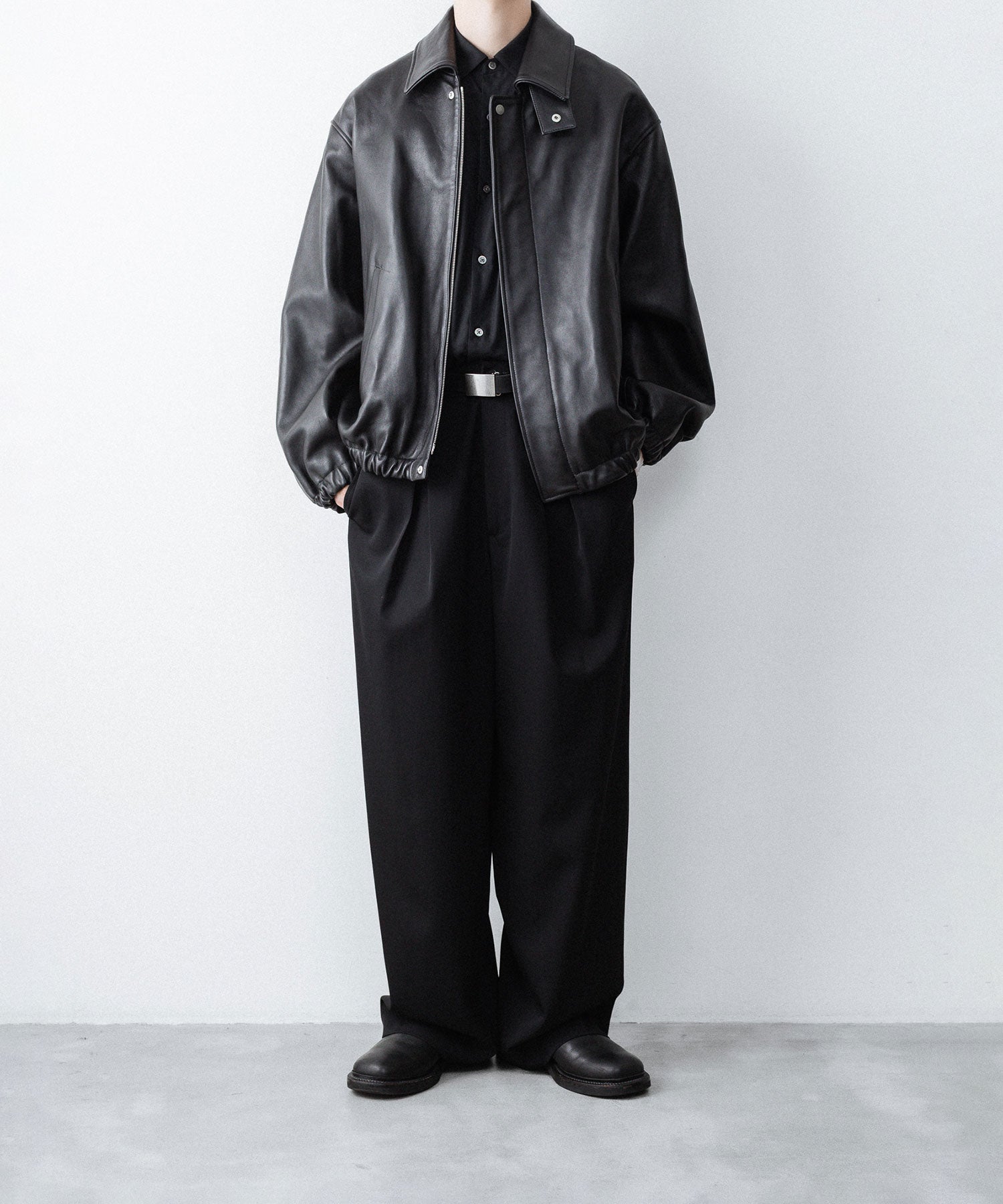 朝記 ssstein / シュタイン】SHEEP LEATHER ZIP SHORT JACKET - BLACK
