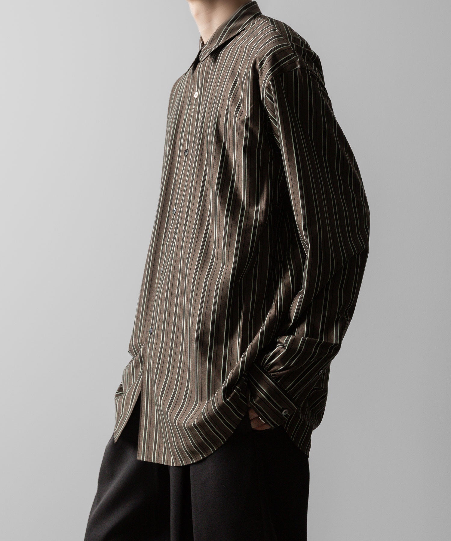 KANEMASA PHIL. カネマサフィルの46G MODEST STRIPE SHIRT - CHARCOAL BEIGEの公式通販サイトsession福岡セレクトショップ