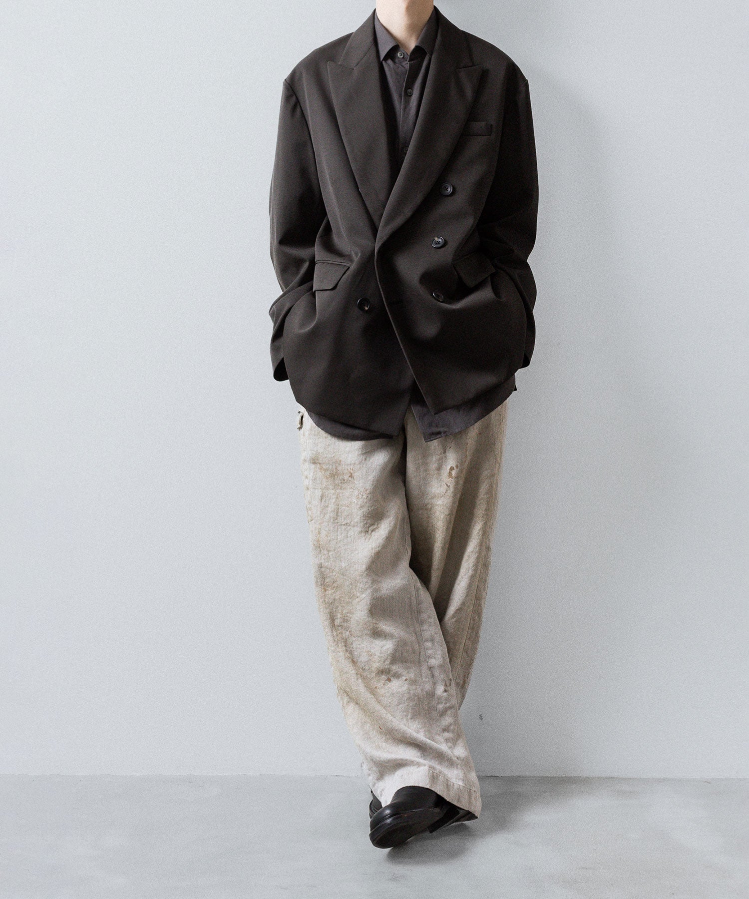 ssstein / シュタイン】OVERSIZED DOUBLE BREASTED JACKET - GREY