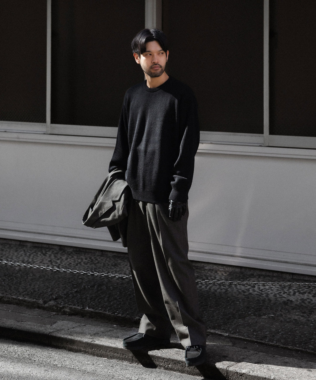 INTÉRIM - インテリムのMILITARY WOOL SERGE 1-TUCK FRENCH ARMY WIDE TAPERED TROUSERのDUST GRAY公式通販サイトsession福岡セレクトショップ