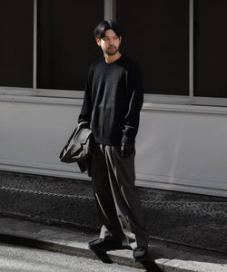 INTÉRIM/インテリム】MILITARY WOOL SERGE 1-TUCK FRENCH ARMY WIDE