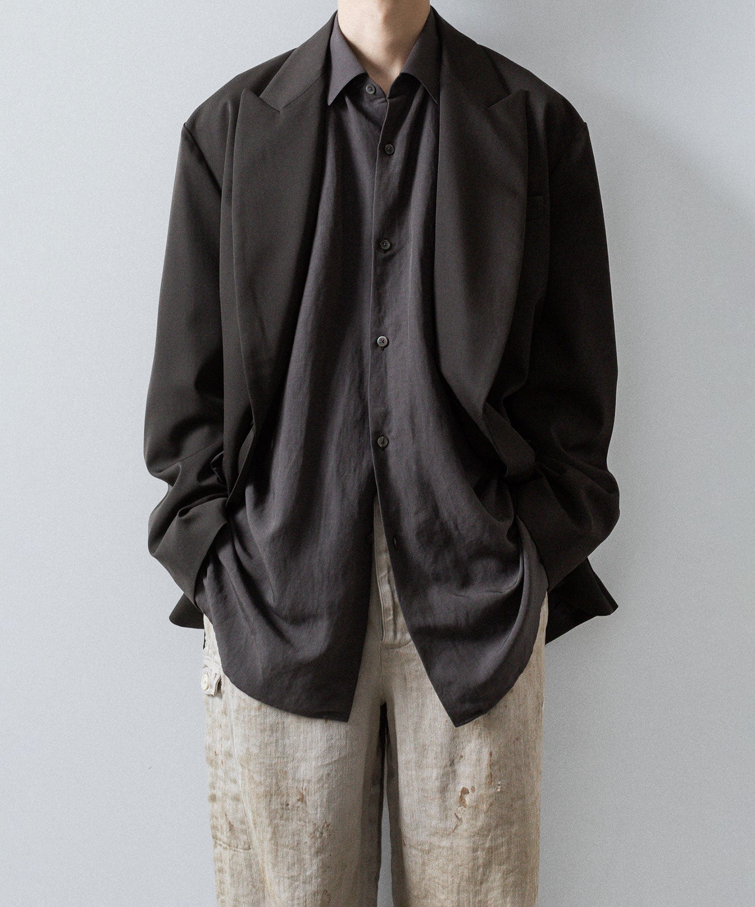 ssstein / シュタイン】OVERSIZED DOUBLE BREASTED JACKET - GREY