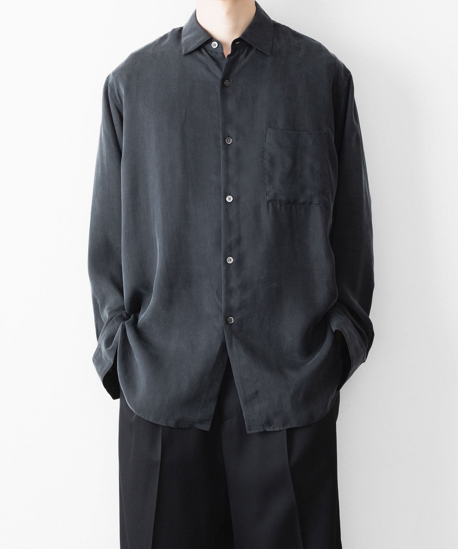 ssstein / シュタイン】CUPRO FIBRIL OVERSIZED LS SHIRT - CHARCOAL