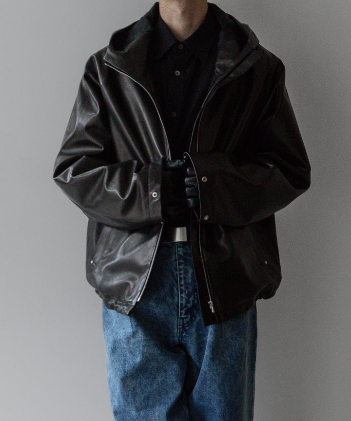 stein(シュタイン)の24SSコレクションLEATHER HOODED SHORT JACKETのBLACK