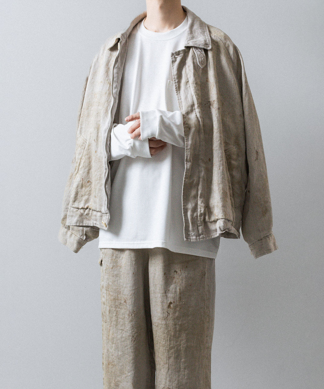 ssstein(シュタイン)のHEAVY LINEN HERRINGBONE ZIP JACKET - NATURALの公式通販サイトsession福岡セレクトショップ