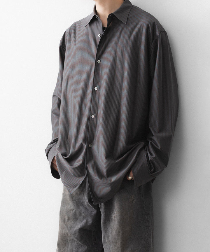 KANEMASA PHIL. カネマサフィルの46G STRIPE MODEST SHIRTのCHARCOAL BROWN 公式通販サイトsession福岡セレクトショップ
