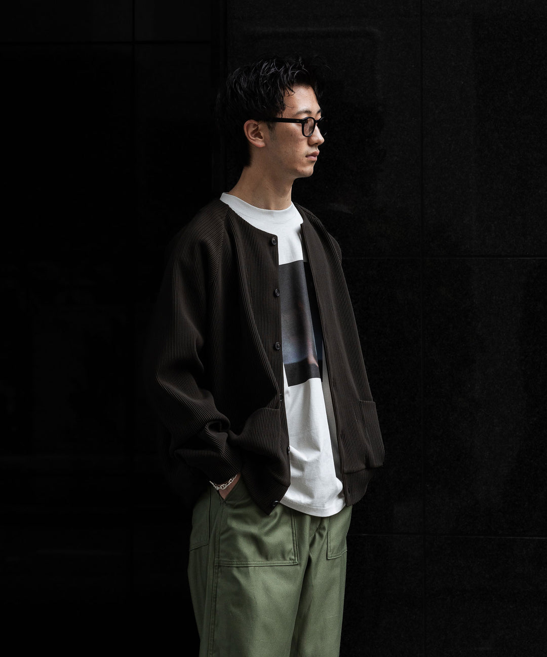 【stein】ssstein シュタインのGRADATION PLEATS CARDIGANのMILITARY KHAKI　 公式通販サイトsession福岡セレクトショップ