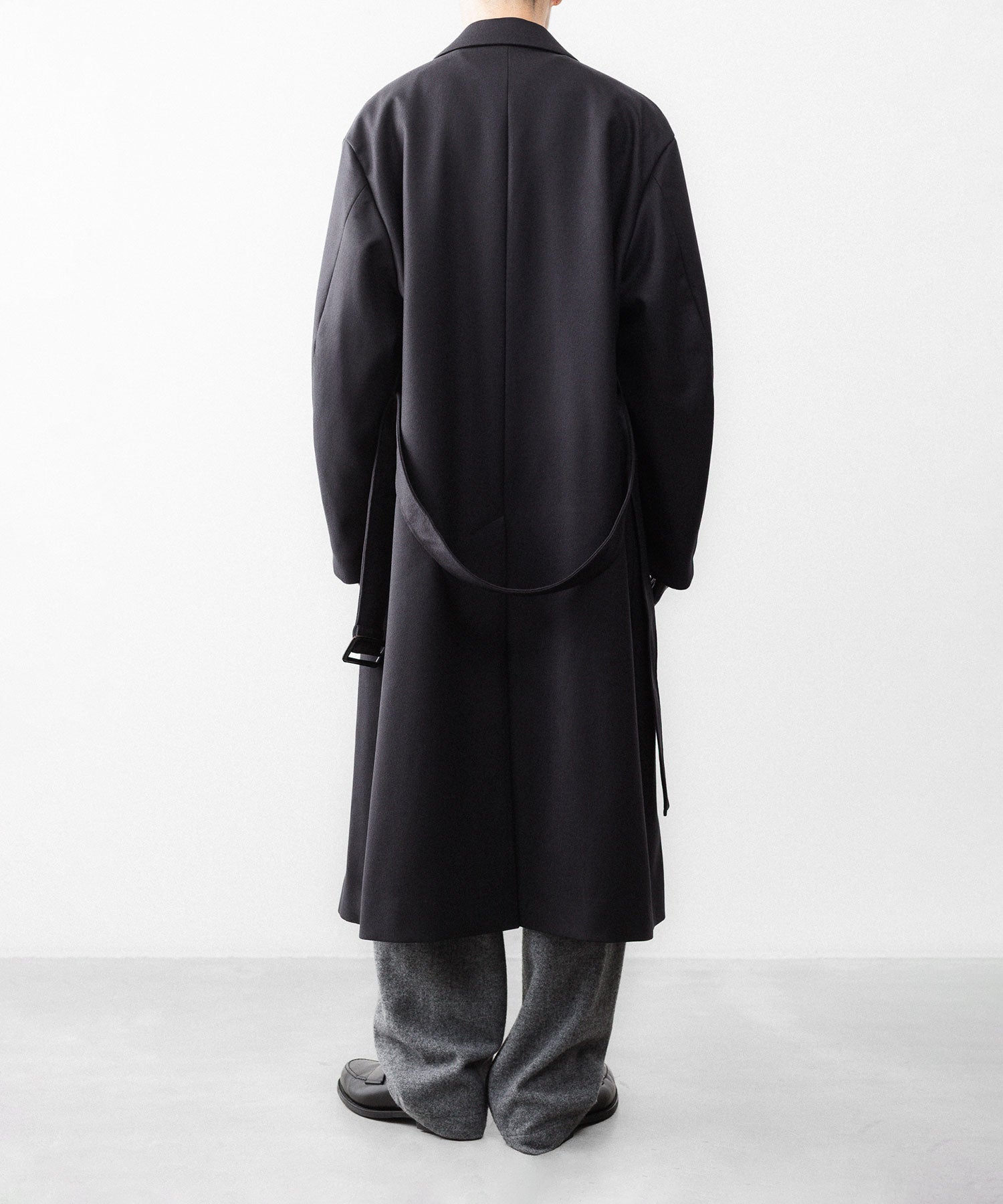 ssstein / シュタイン】WOOL MELTON LAY CHESTER COAT - DARK CHARCOAL