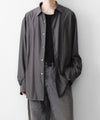【KANEMASA PHIL.】46G STRIPE MODEST SHIRT - CHARCOAL BROWN