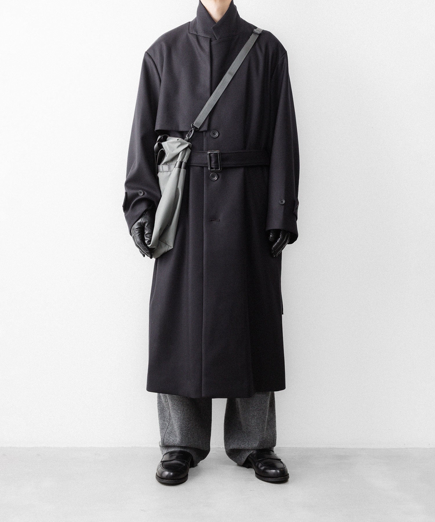 ssstein / シュタイン】WOOL MELTON LAY CHESTER COAT - DARK CHARCOAL