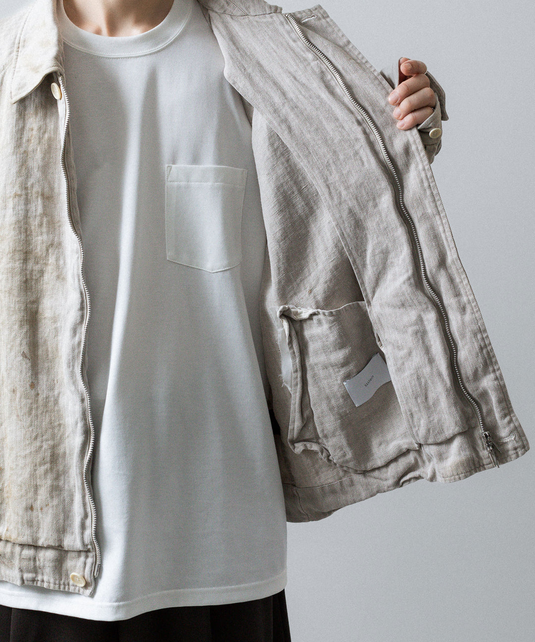 ssstein(シュタイン)のHEAVY LINEN HERRINGBONE ZIP JACKET - NATURALの公式通販サイトsession福岡セレクトショップ