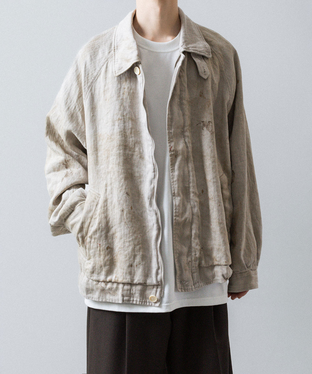 ssstein(シュタイン)のHEAVY LINEN HERRINGBONE ZIP JACKET - NATURALの公式通販サイトsession福岡セレクトショップ