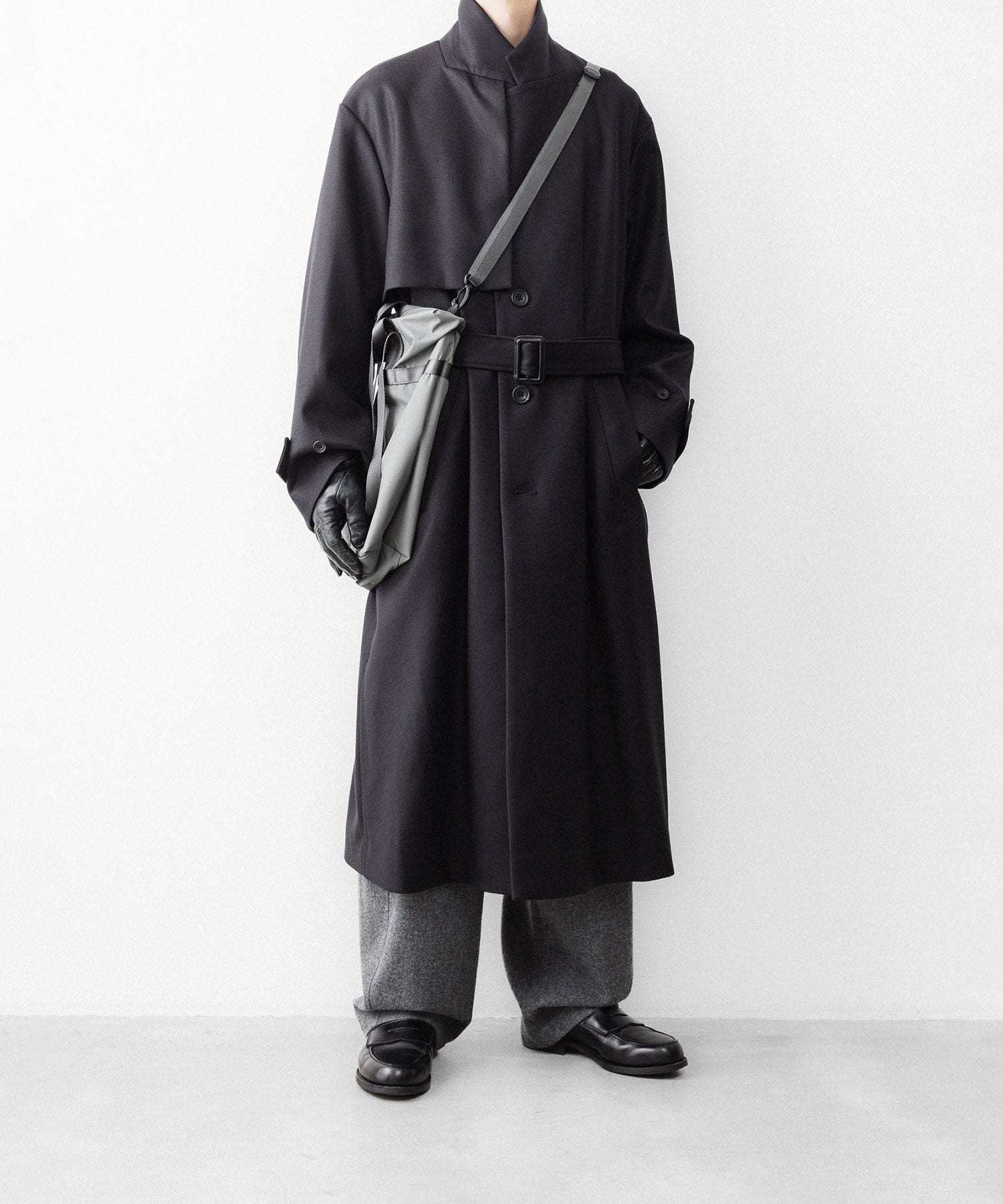 ssstein / シュタイン】WOOL MELTON LAY CHESTER COAT - DARK CHARCOAL