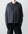 【OPPOSE DUALITY】NO COLLAR RIB ZIP TOP - BLACK