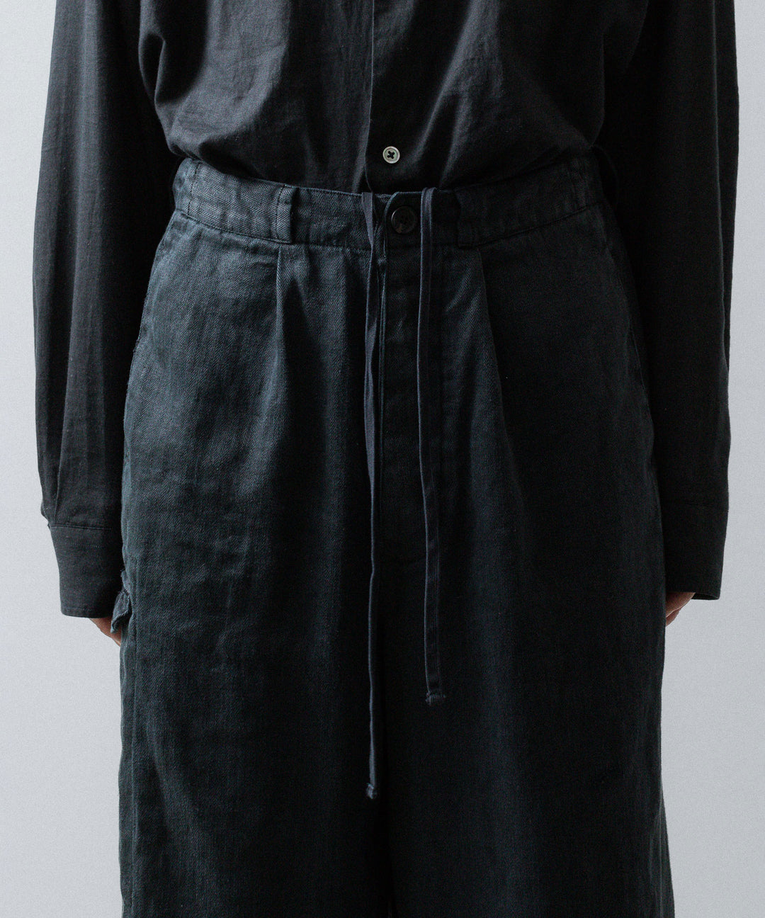 ssstein(シュタイン)のHEAVY LINEN HERRINGBONE WIDE EASY TROUSERS - BLACKの公式通販サイトsession福岡セレクトショップ