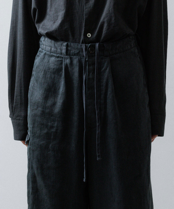ssstein(シュタイン)のHEAVY LINEN HERRINGBONE WIDE EASY TROUSERS - BLACKの公式通販サイトsession福岡セレクトショップ