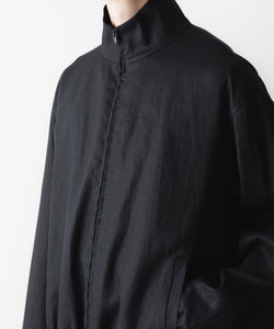 ssstein / シュタイン】LIGHT LINEN SHIRRED LIGHT ZIP JACKET - BLACK