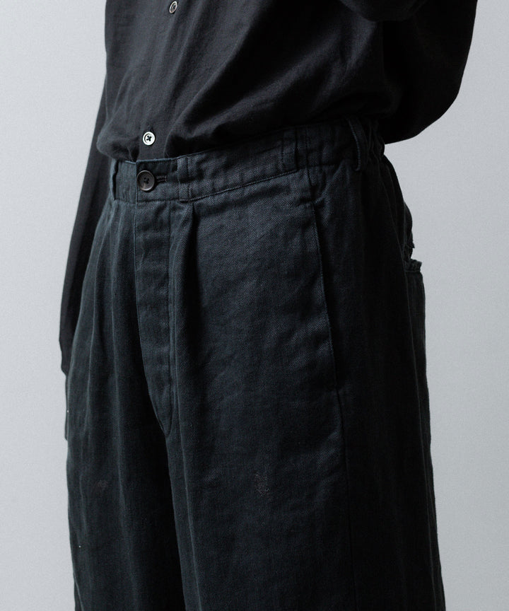 ssstein(シュタイン)のHEAVY LINEN HERRINGBONE WIDE EASY TROUSERS - BLACKの公式通販サイトsession福岡セレクトショップ